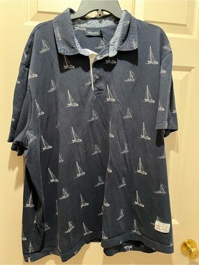 Nautica Navy Polo with White Sailboat Print